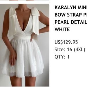 Showpo - karakul mini Pearl bow dress - NWT